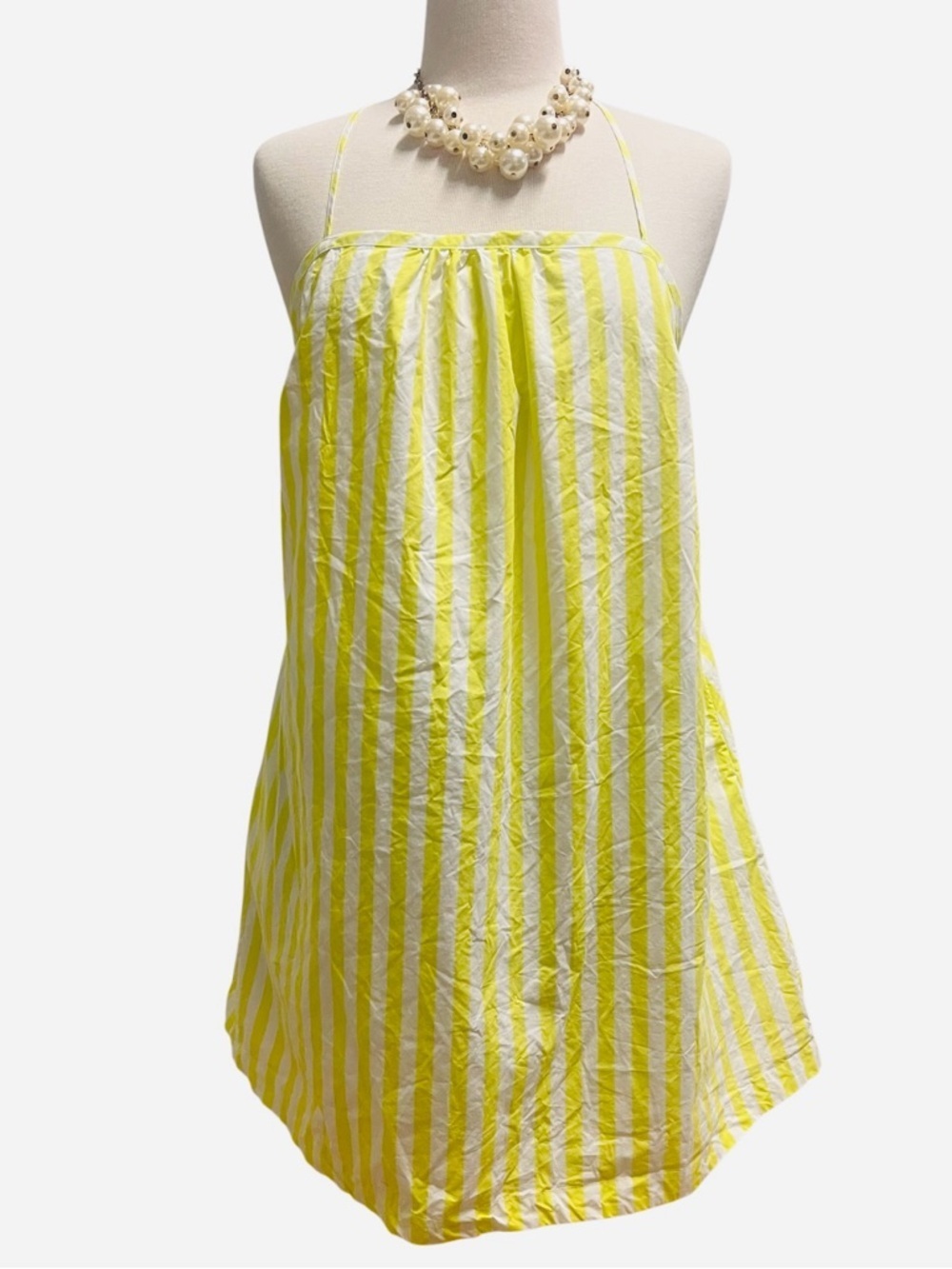 Women’s Yellow & White Striped Spaghetti Strap Camisole Dress